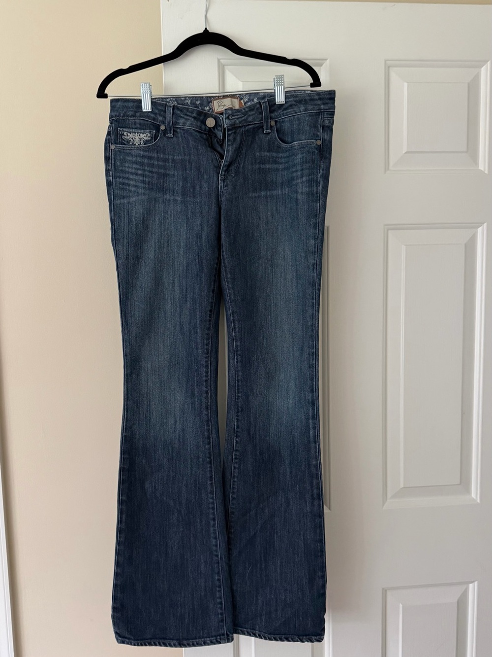 PAIGE Dark Blue, Hollywood Hills, classic rise bootcut women jeans size 29